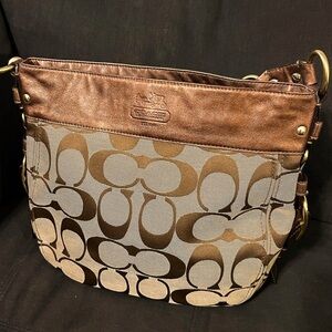 Coach Metallic Brown and Tan Zoe bag